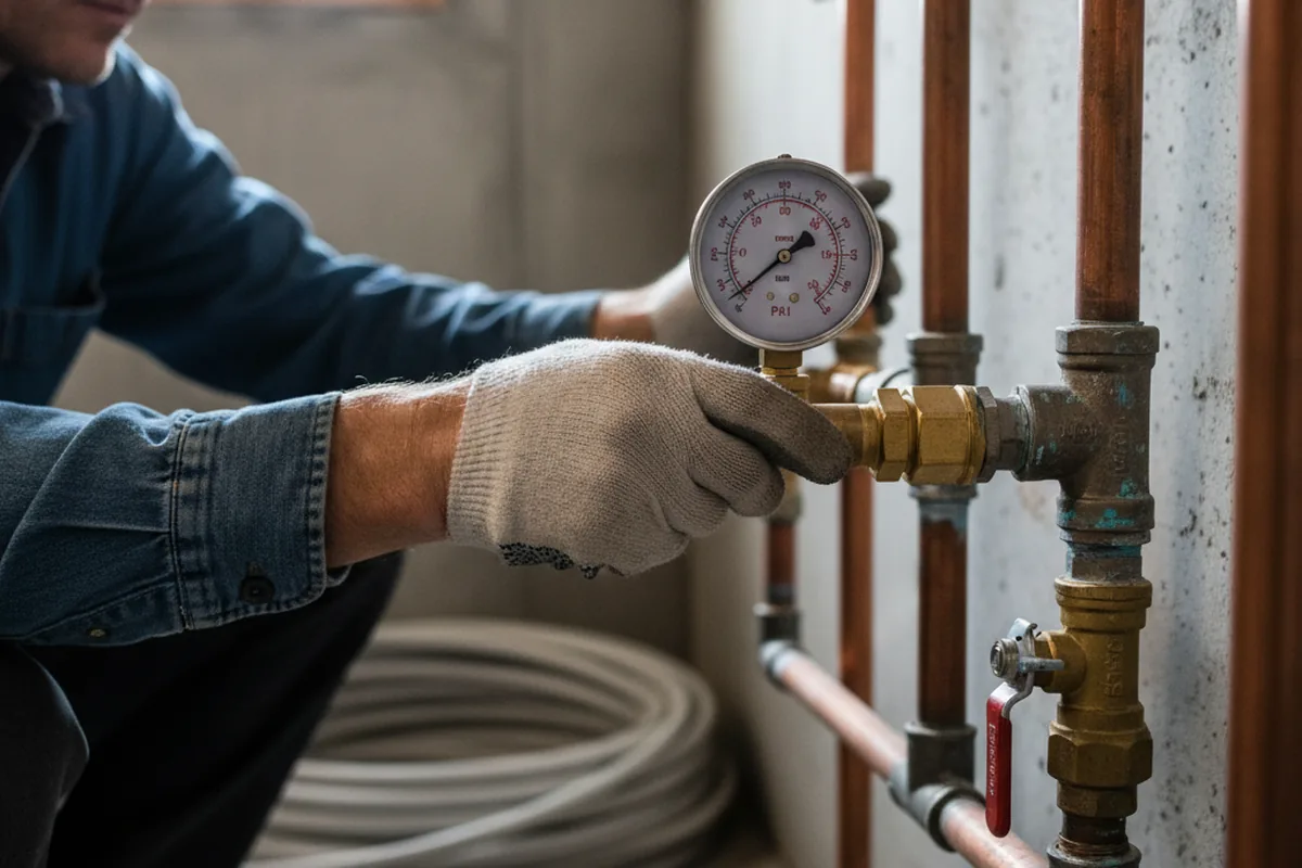 Pressure testing a repaired line during Water Line Repair in Allamuchy
